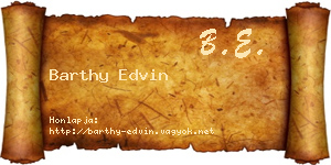 Barthy Edvin névjegykártya